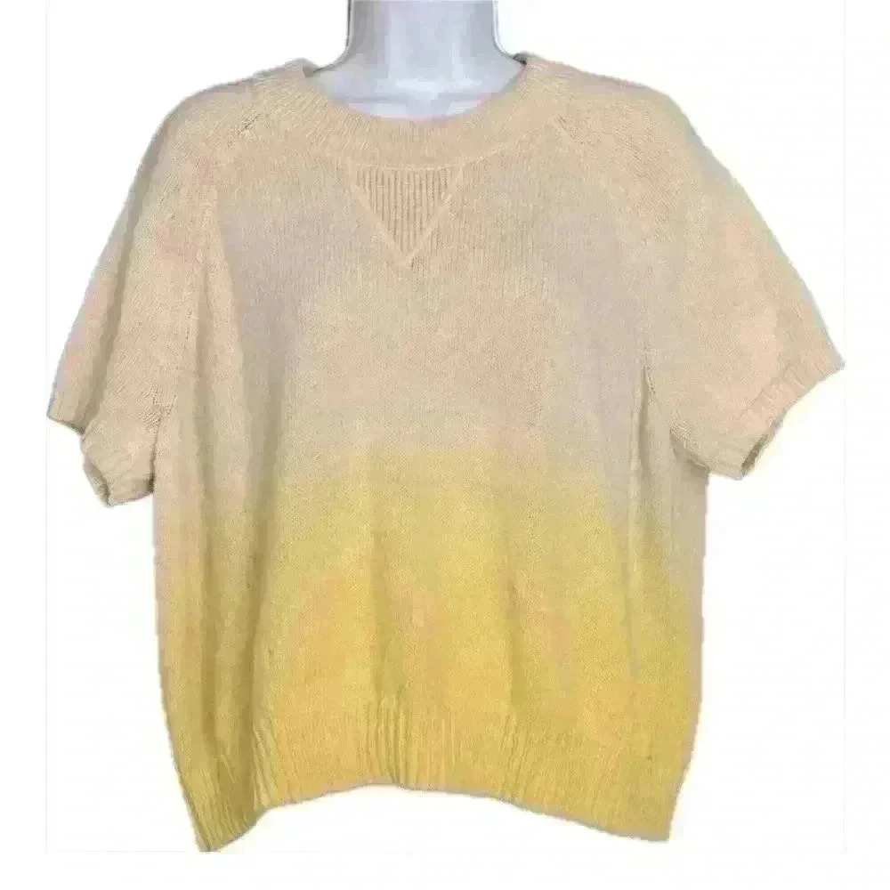 Madewell Top Dip Dye Raglan Sweater Tee Ivory, Yellow (P10)